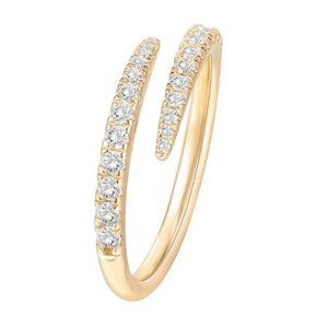 14K Gold Plated Cubic Zirconia Open Twist Eternity Rings for Women